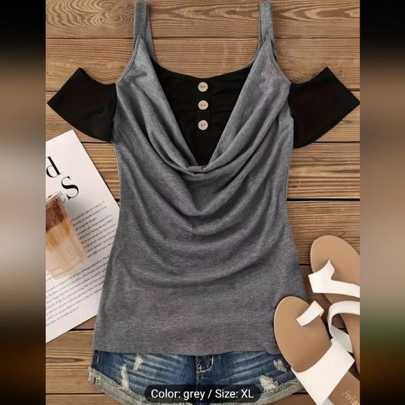 NWOT Adorable open shoulder blouse XL Never worn - Picture 2 of 5